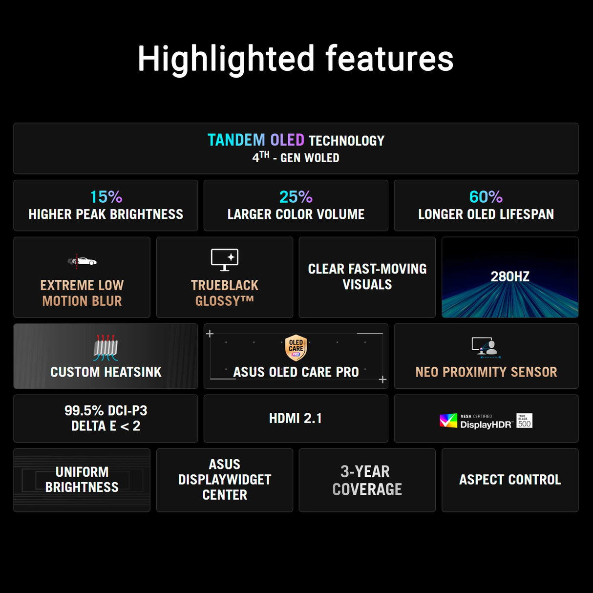 ASUS ROG Strix XG27AQWMG 27-inch WOLED Gaming Monitor - 280Hz, Flat