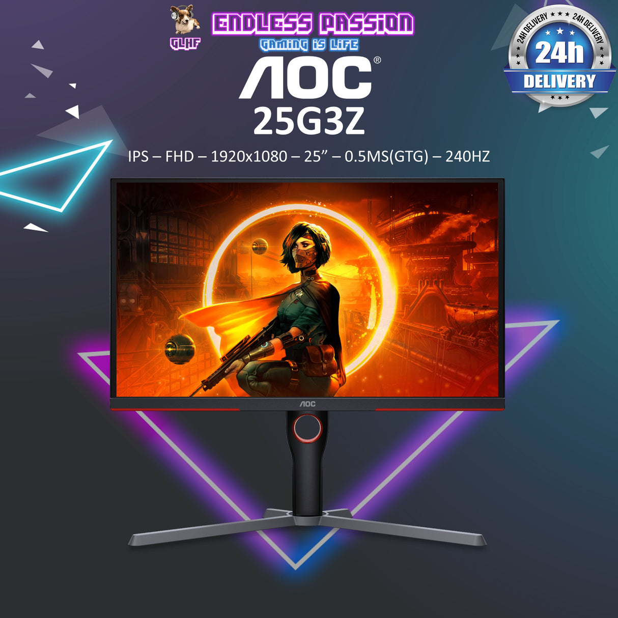 AOC Monitor 25G3Z 24.5" 240Hz Gaming Monitor
