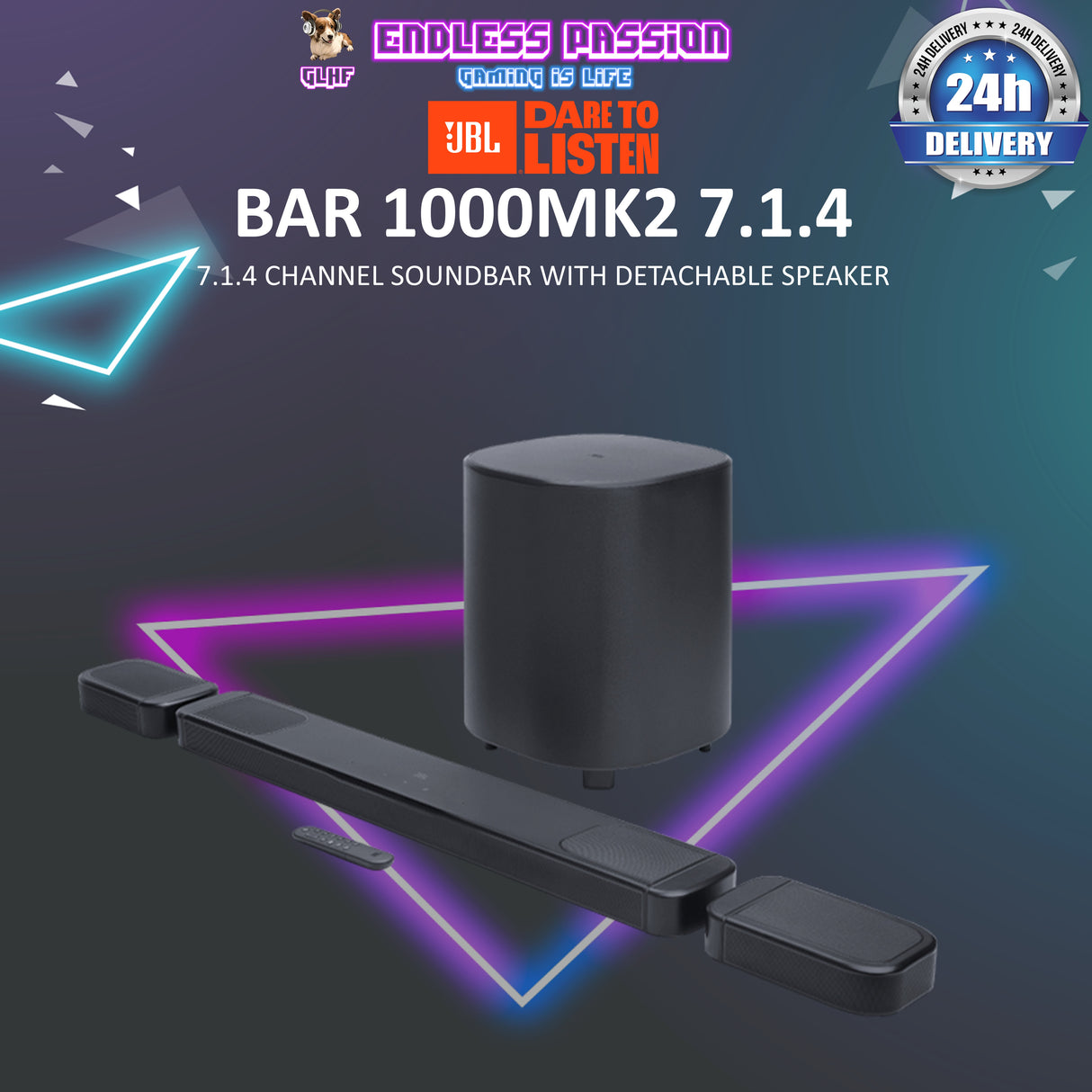 JBL Bar 1000 MK2 7.1.4 Soundbar Wireless Surround & Subwoofer