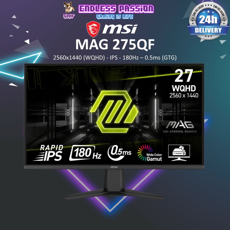 MSI MAG 275QF 27″ Rapid IPS 180Hz Flatscreen Gaming Monitor