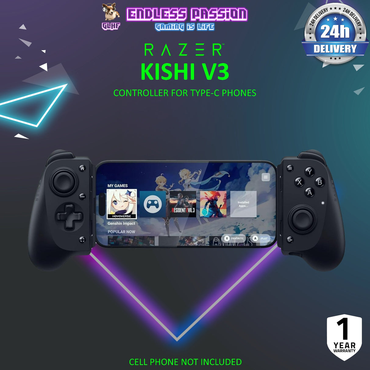 Razer Kishi V3 - Gaming Controller for Type-C Phones