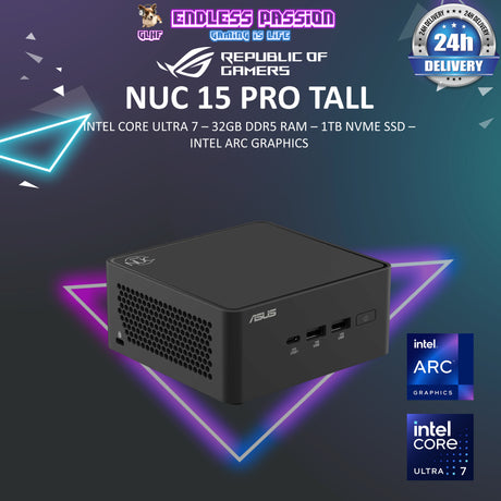 Asus NUC 15 Pro U7-255H Intel Arc DDR5 (16G / 32G) 1TB Win 11 Pro AI-Enabled Mini PC