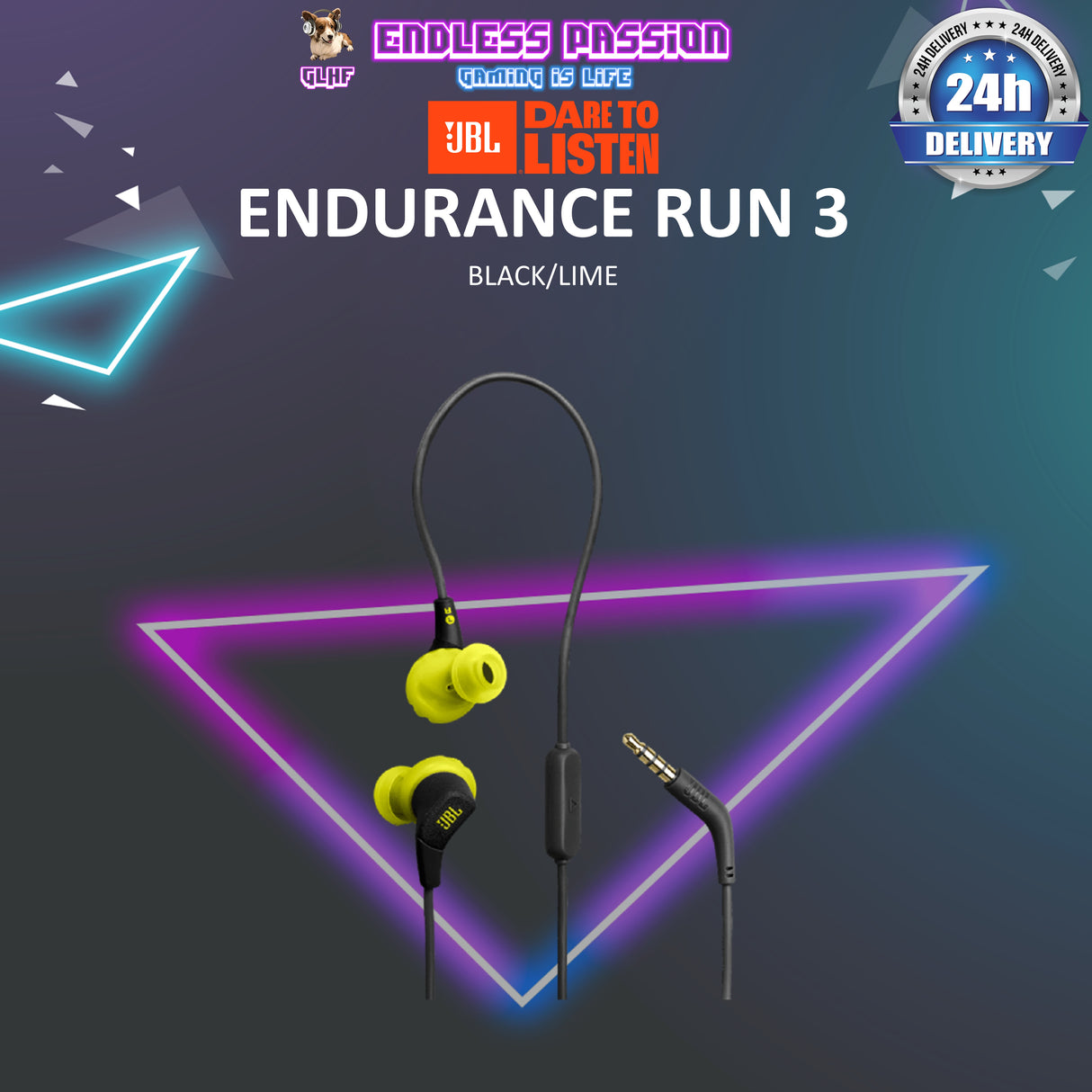 JBL Endurance Run 3 Sweatproof Wired In-Ear Sports Headphone