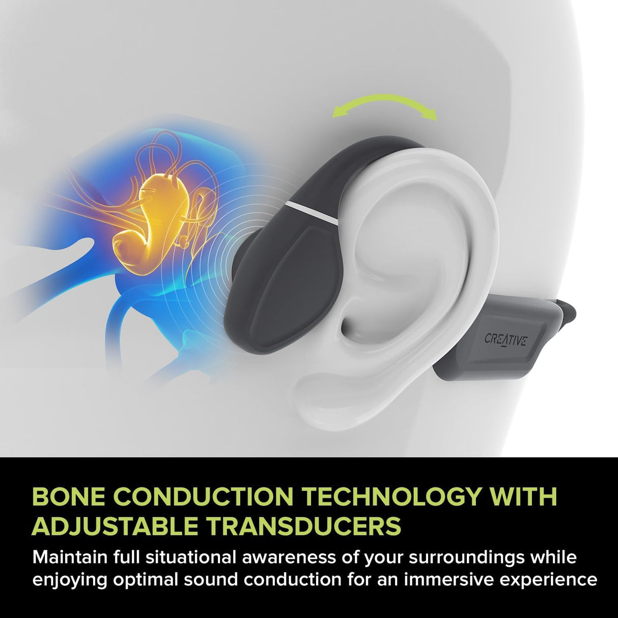 Creative Outlier Free+ Wireless Bone Conduction Headphones with Adjustable Transducers