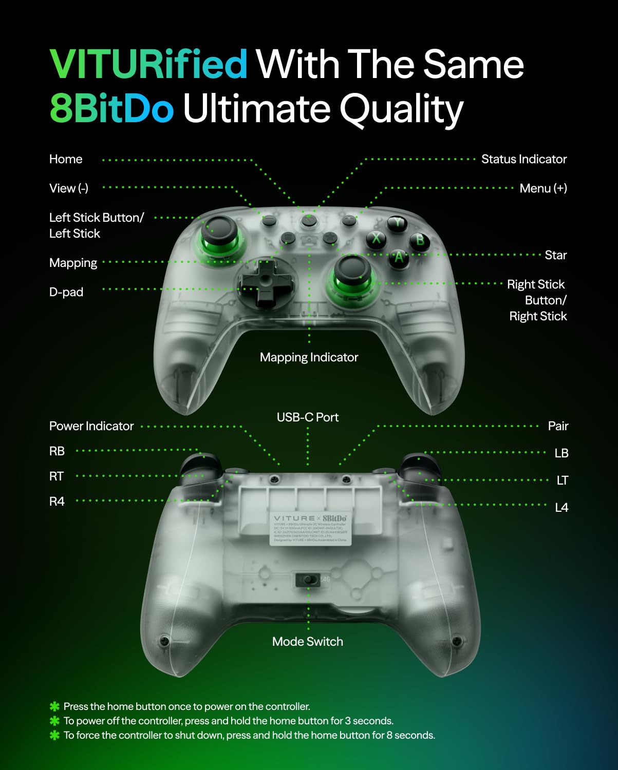 (PRE ORDER) VITURE x 8BitDo Ultimate 2C Wireless Controller Xbox Layout - Bluetooth Game Controller for PC Mobile