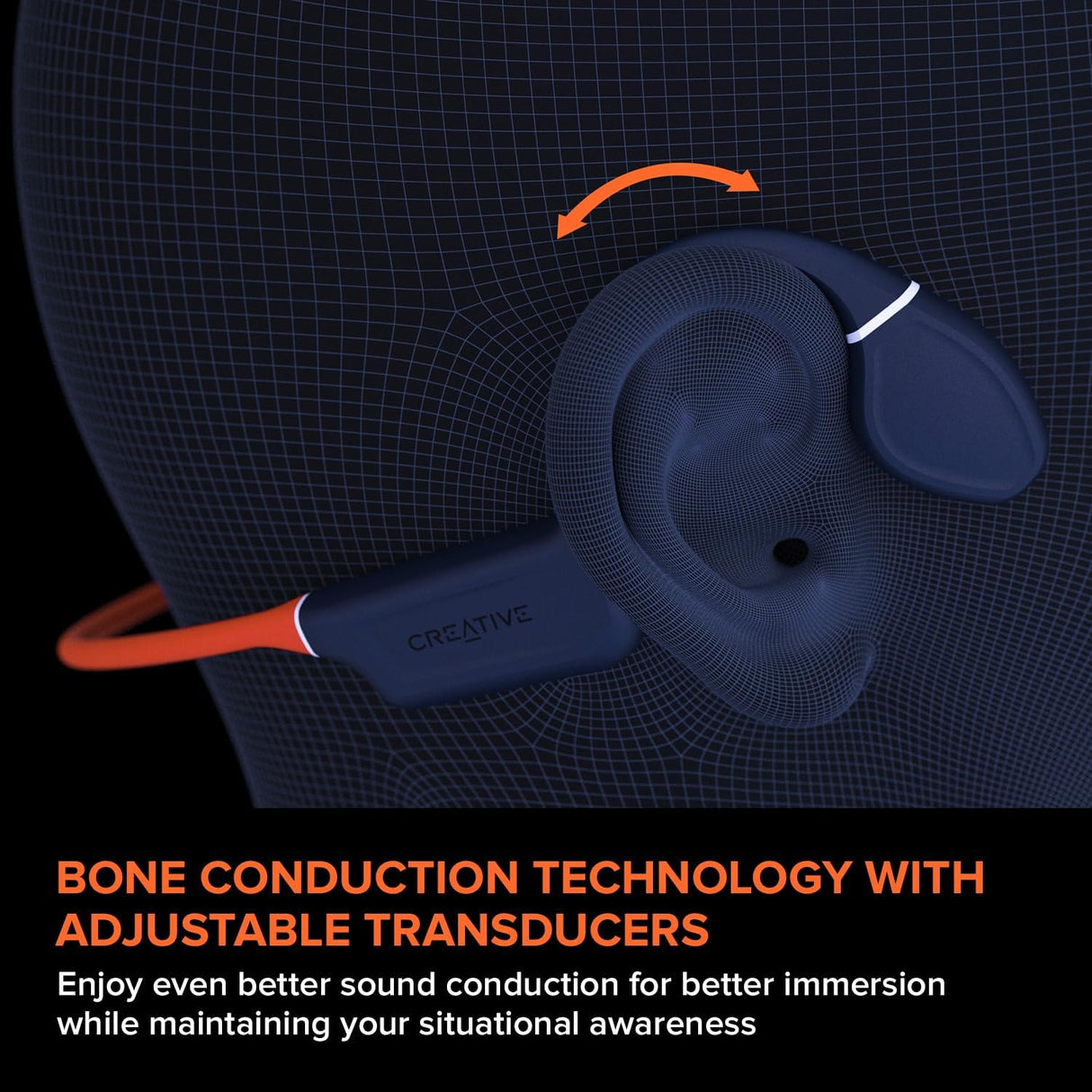 Creative Outlier Free Pro+ Wireless Waterproof Bone Conduction Headphones with Adjustable Transducers