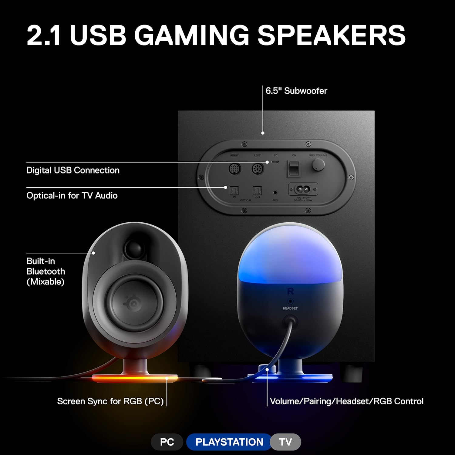 【箱有美品】SteelSeries Arena7 Steelseries Arena 7 Speakers 2.1 RGB - Clones y Periféricos