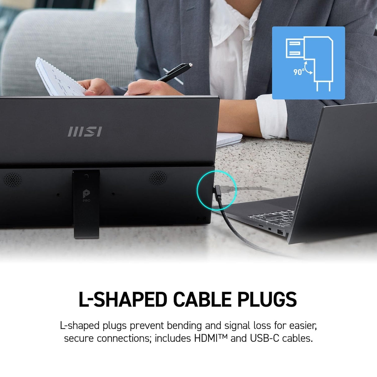 MSI PRO MP165 E6 15.6-inch FHD IPS Portable Monitor – USB-C, Flat