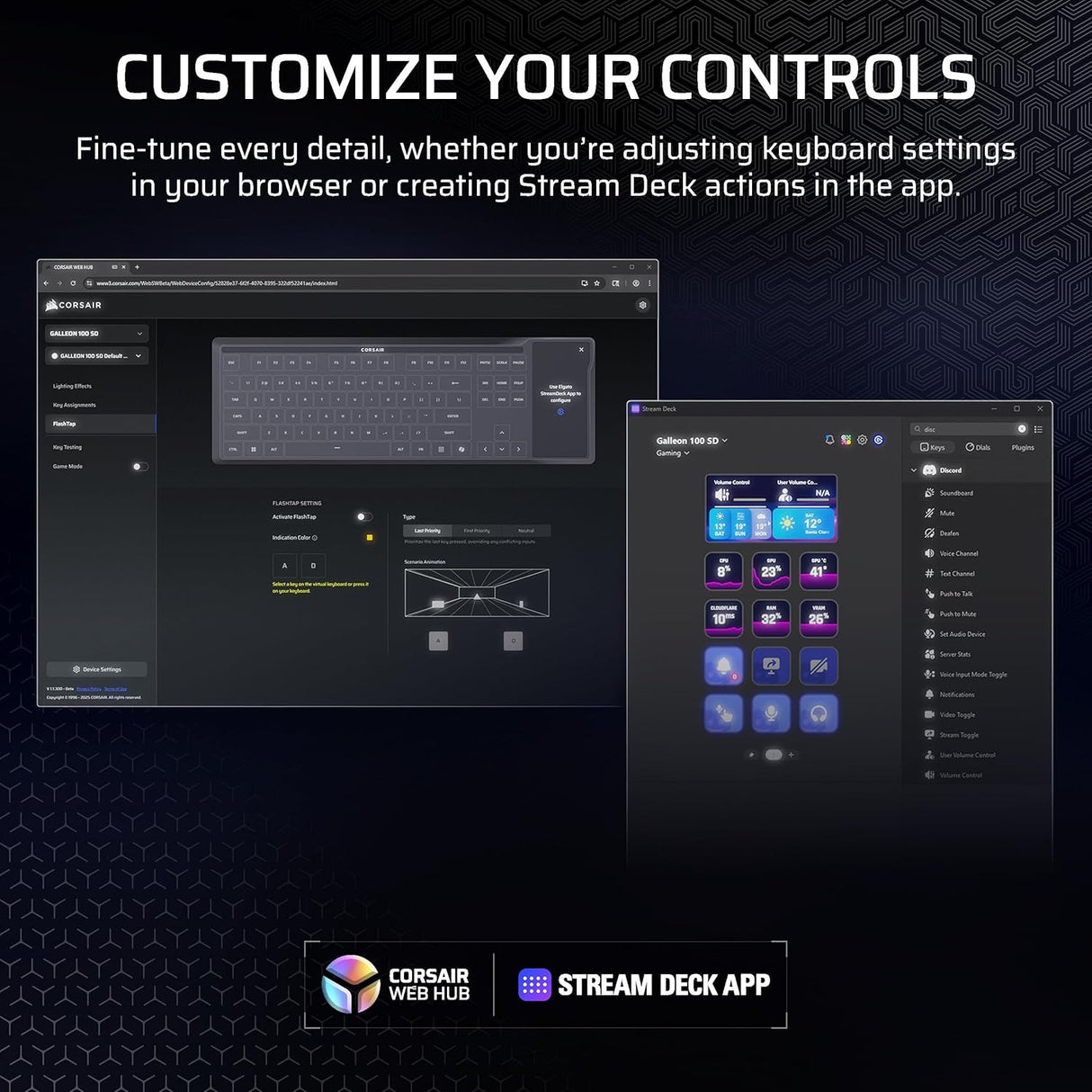 Corsair GALLEON 100 SD Stream Deck-Integrated Mechanical Keyboard - CORSAIR MLX Pulse - Black