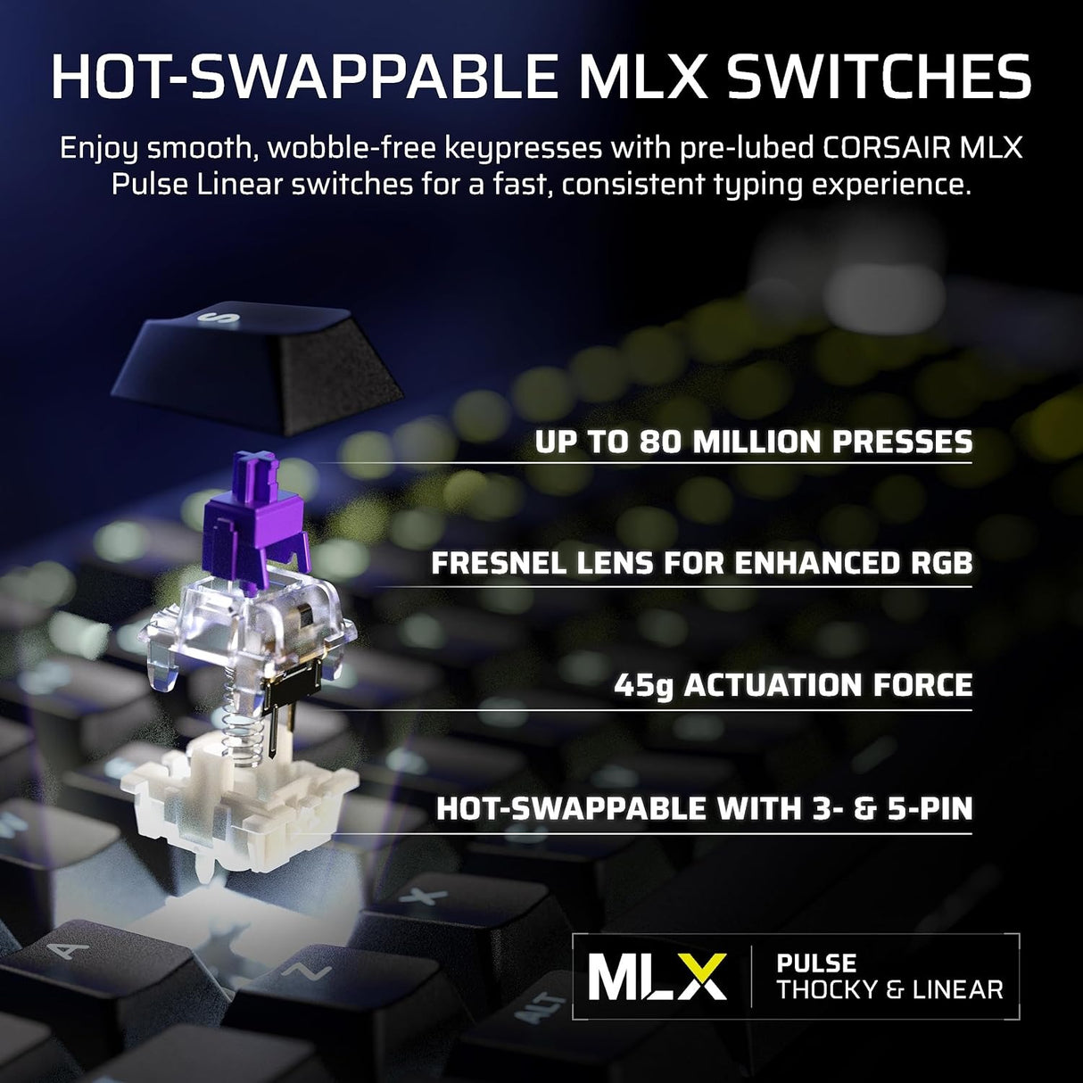 Corsair GALLEON 100 SD Stream Deck-Integrated Mechanical Keyboard - CORSAIR MLX Pulse - Black