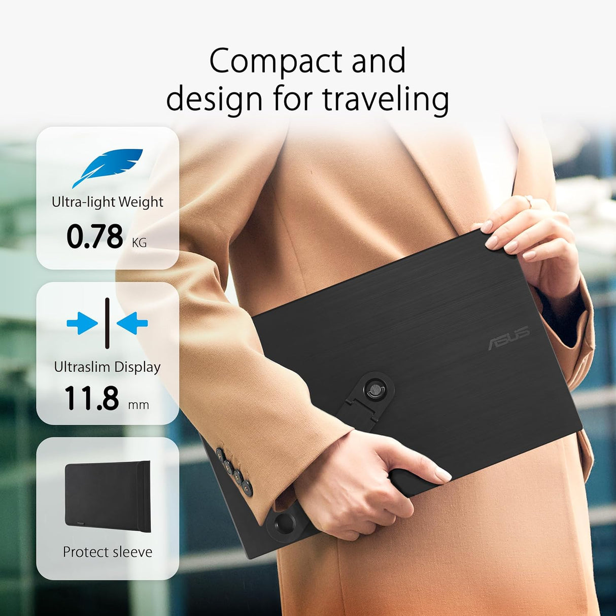 ASUS ZenScreen MB166CR 16 Inch USB Type-C Portable Monitor