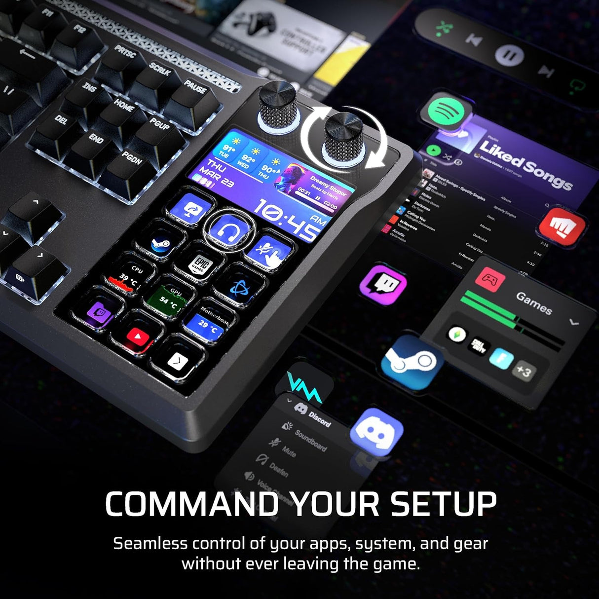 Corsair GALLEON 100 SD Stream Deck-Integrated Mechanical Keyboard - CORSAIR MLX Pulse - Black