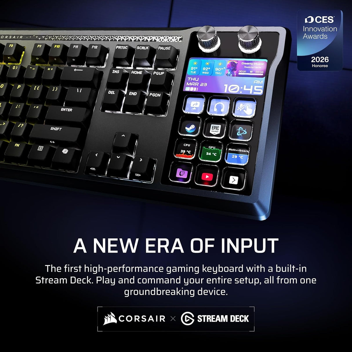 Corsair GALLEON 100 SD Stream Deck-Integrated Mechanical Keyboard - CORSAIR MLX Pulse - Black