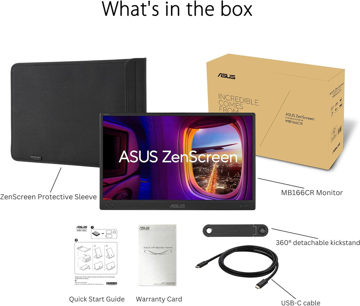 ASUS ZenScreen MB166CR 16 Inch USB Type-C Portable Monitor