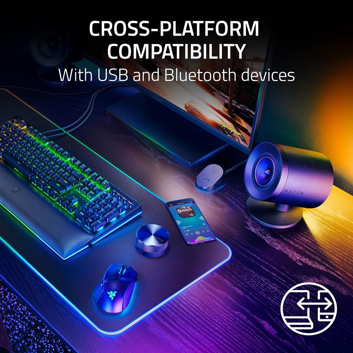 Razer Nommo V2 Pro - 2.1 PC Gaming Speakers Wireless Subwoofer
