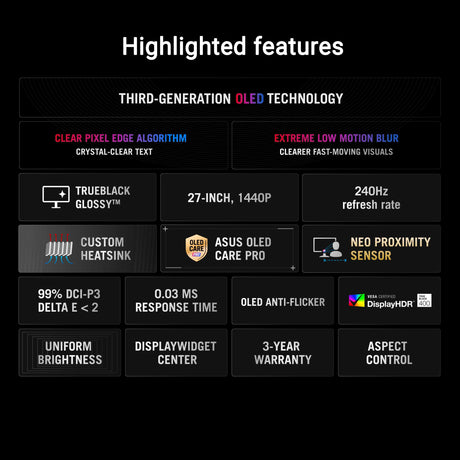 ASUS ROG Strix XG27AQDMGR 27-inch WOLED Gaming Monitor - 240Hz, Flat