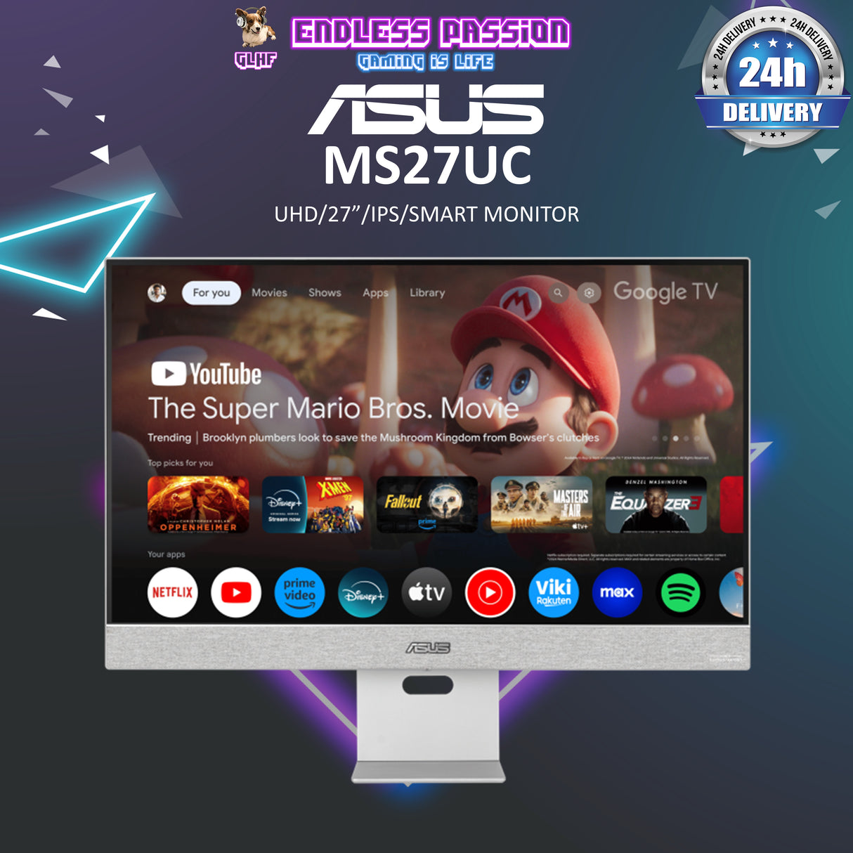 ASUS ZenScreen Smart MS27UC 27 Inch UHD IPS Panel Monitor