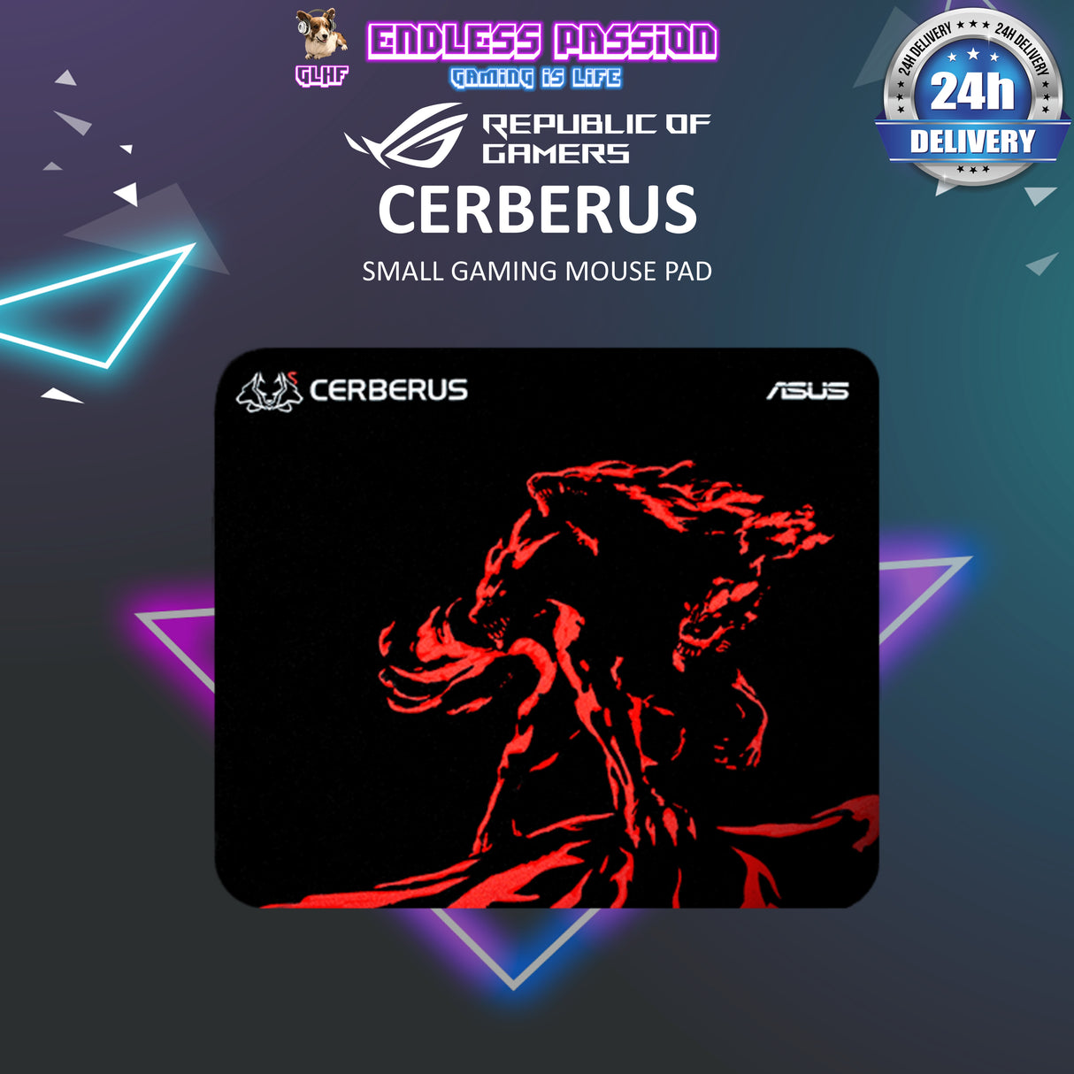 ASUS Cerberus Pad Mini Gaming Mousepad, Black & Red