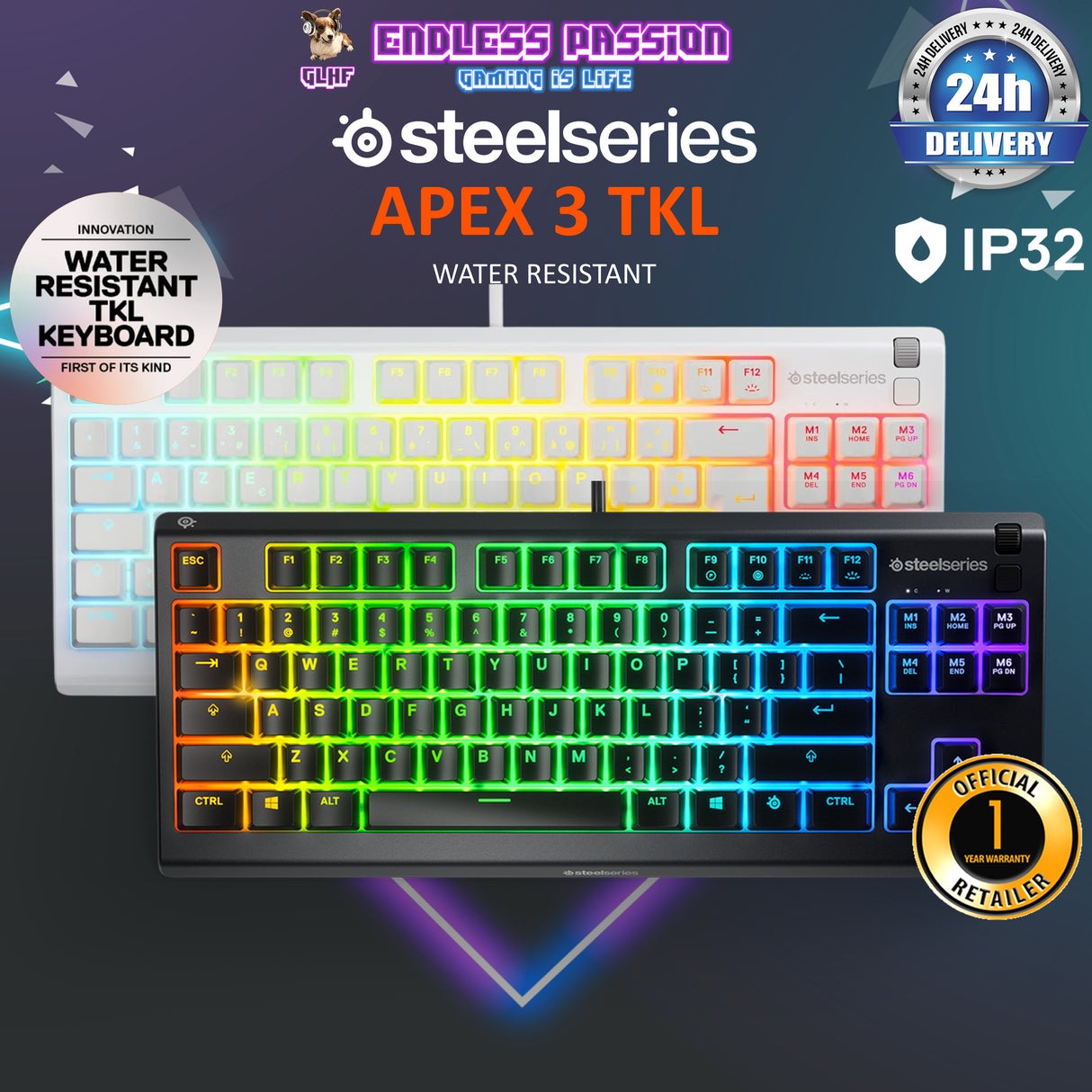SteelSeries Apex 3 TKL Wired Gaming Keyboard