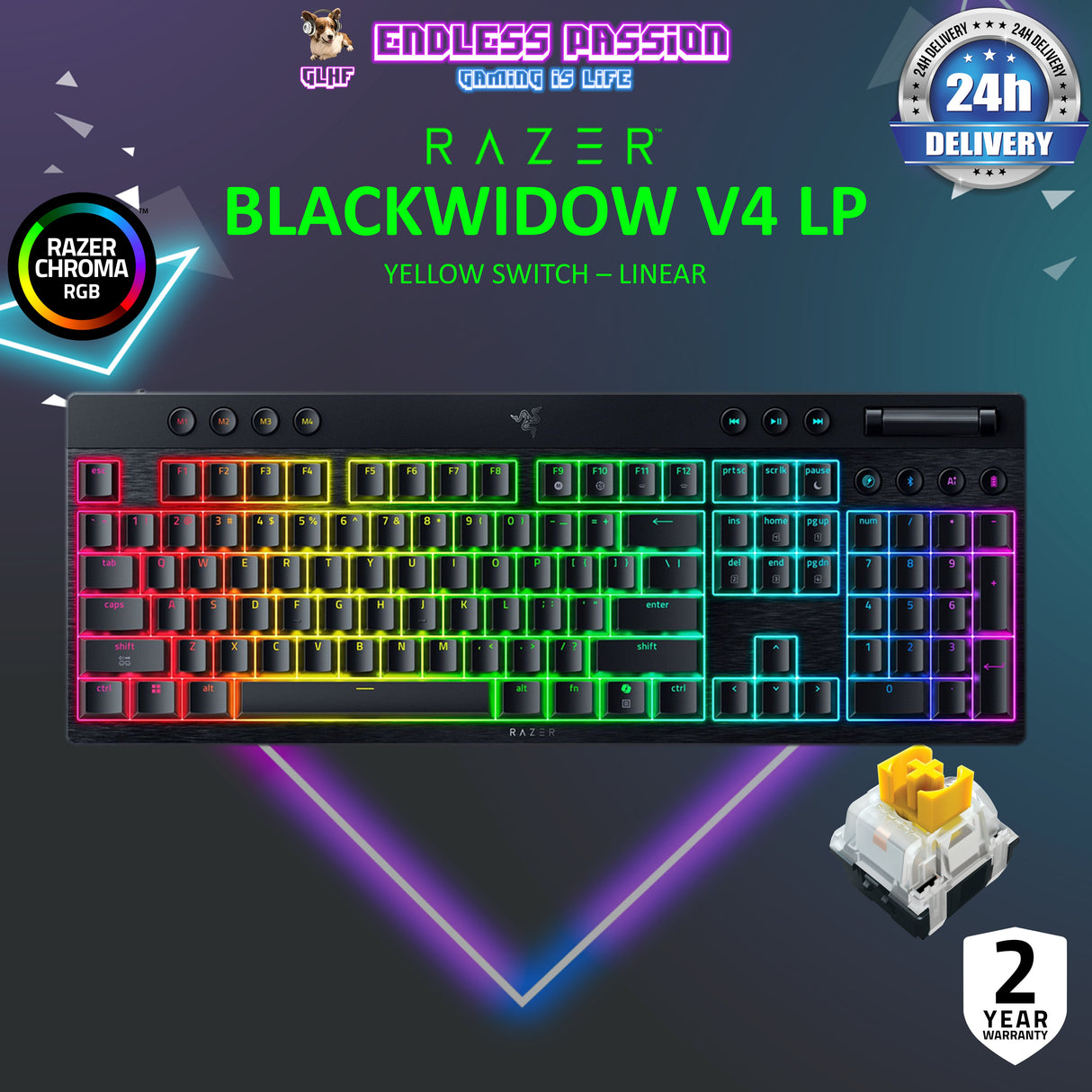 Razer BlackWidow V4 Low profile Hyperspeed Wireless Gaming Keyboard