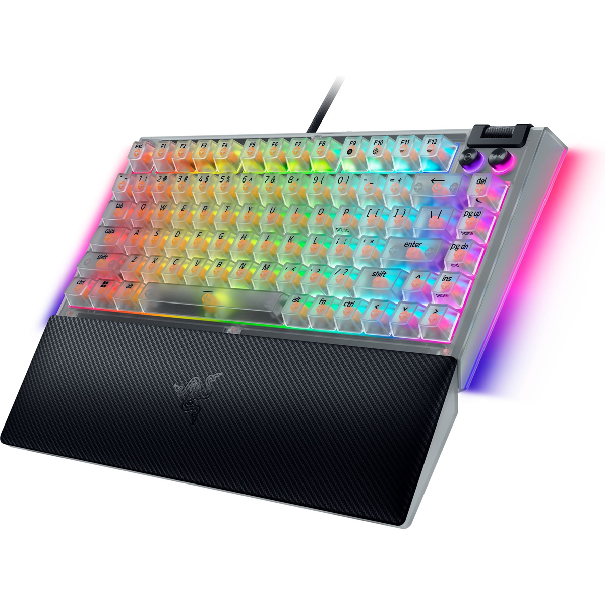 Razer BlackWidow V4 75% Mechanical Gaming Keyboard - Razer Orange Tactile Switches -Phantom White EDITION