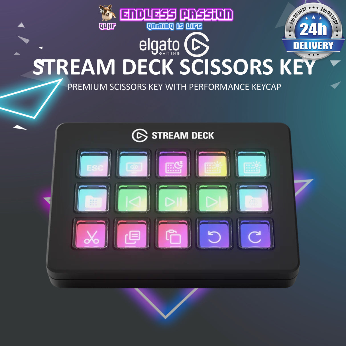 Elgato Stream Deck Scissor Keys Precision 15-Key Control Pad