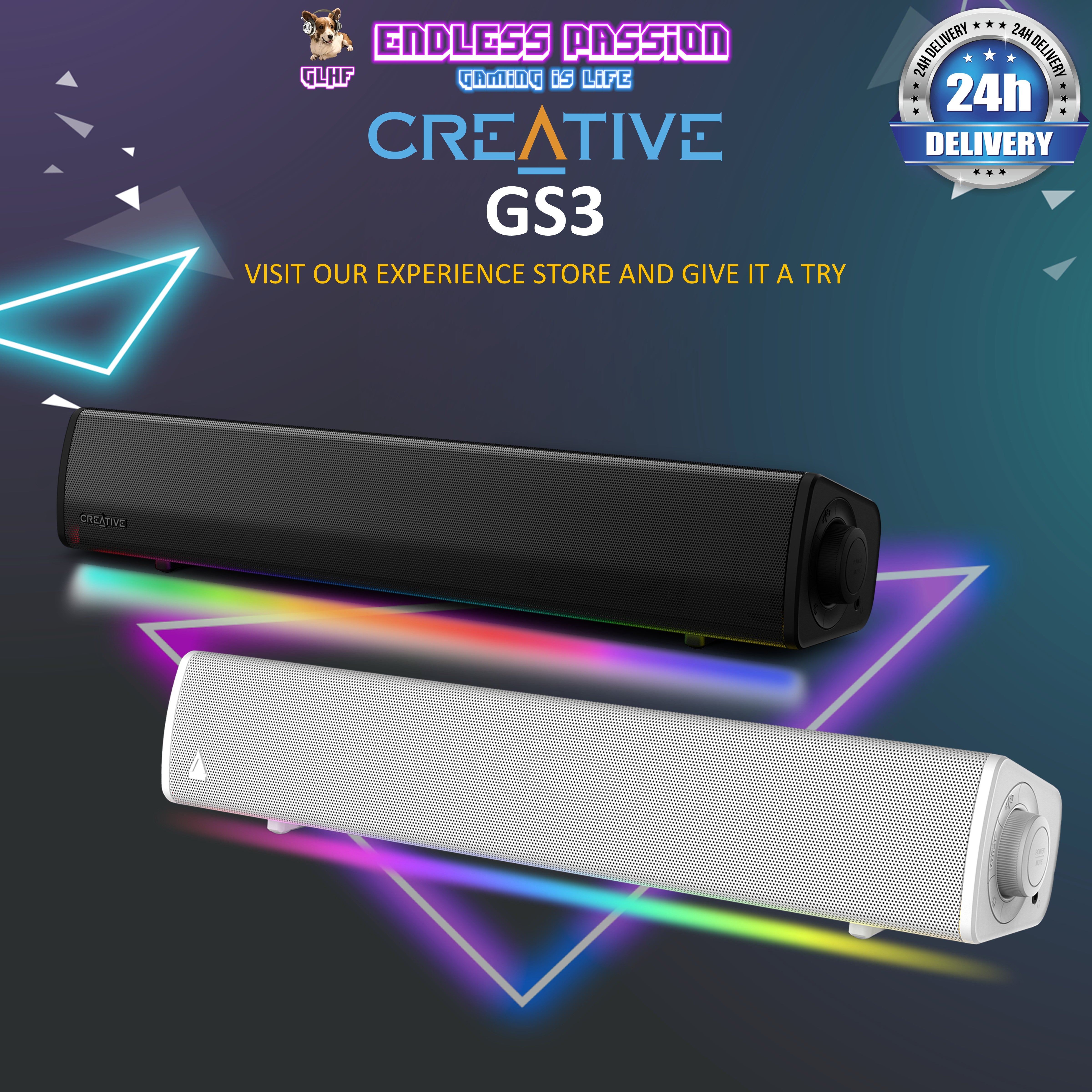 Creative Sound Blaster GS3 Compact RGB Gaming Soundbar – Endless