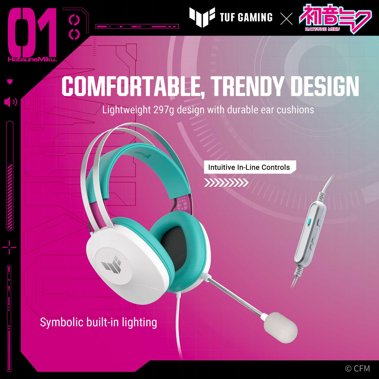 ASUS TUF Gaming H1 Gen II Wired Gaming Headset - Hatsune Miku Edition