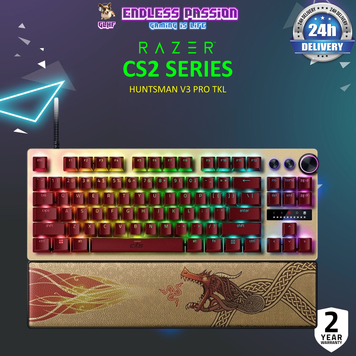 Razer Huntsman V3 Pro Tenkeyless - Tenkeyless Analog Optical Esports Keyboard US Layout - Counter-Strike 2 Edition - FRML Packaging