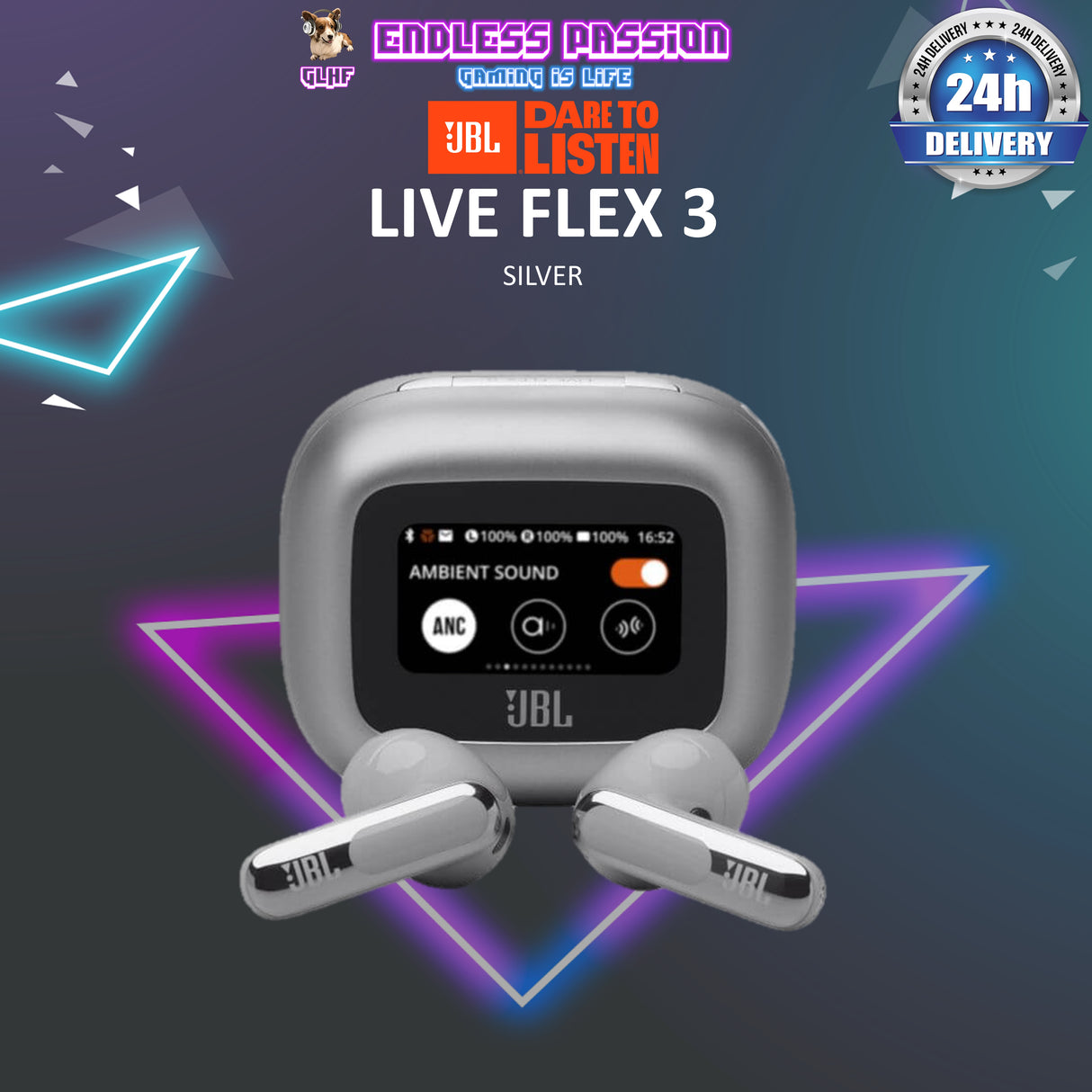 JBL Live Flex 3 True Wireless Noise-Cancelling Closed-Stick Earbuds
