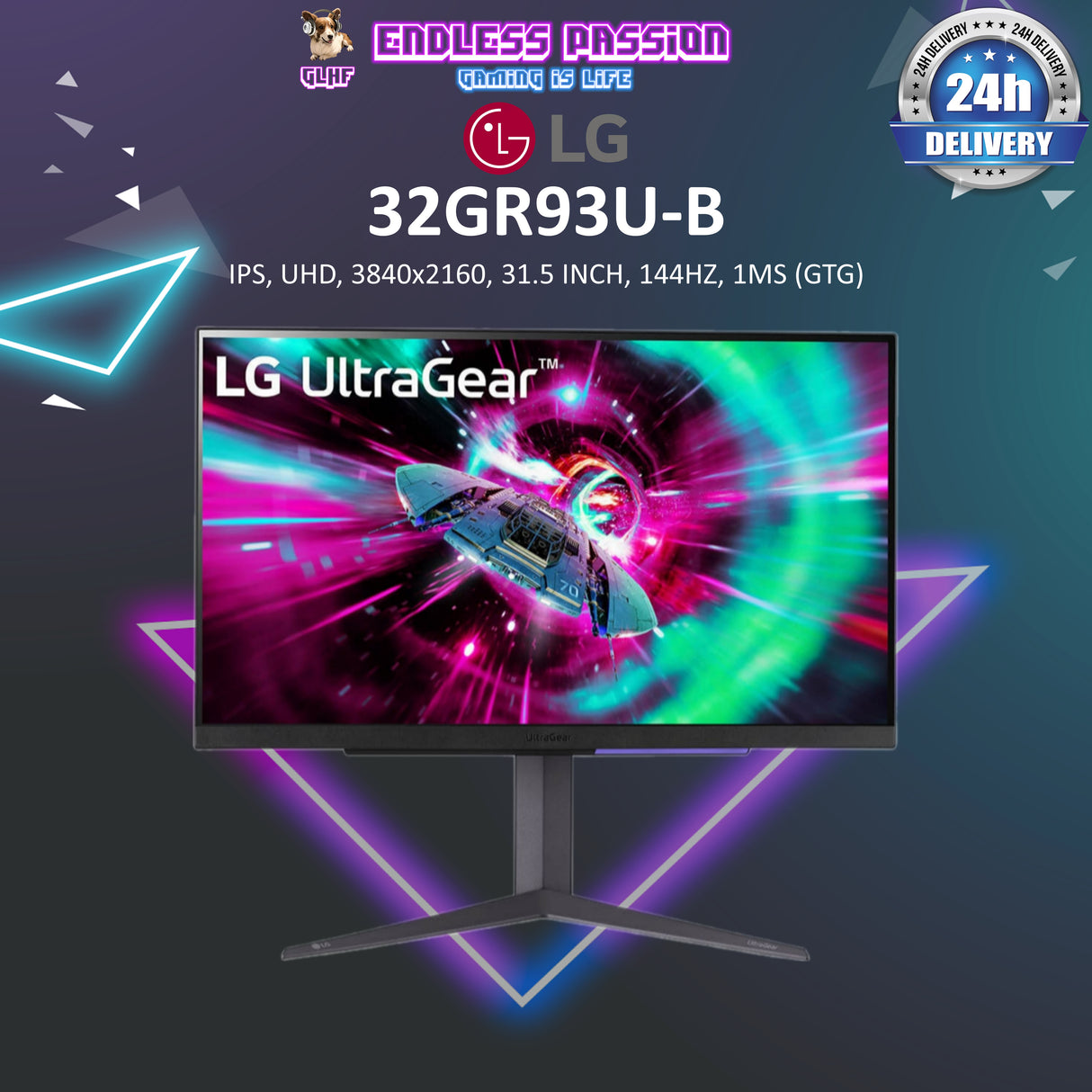 LG 32GR93U-B - 32 Inch UHD IPS Gaming Monitor