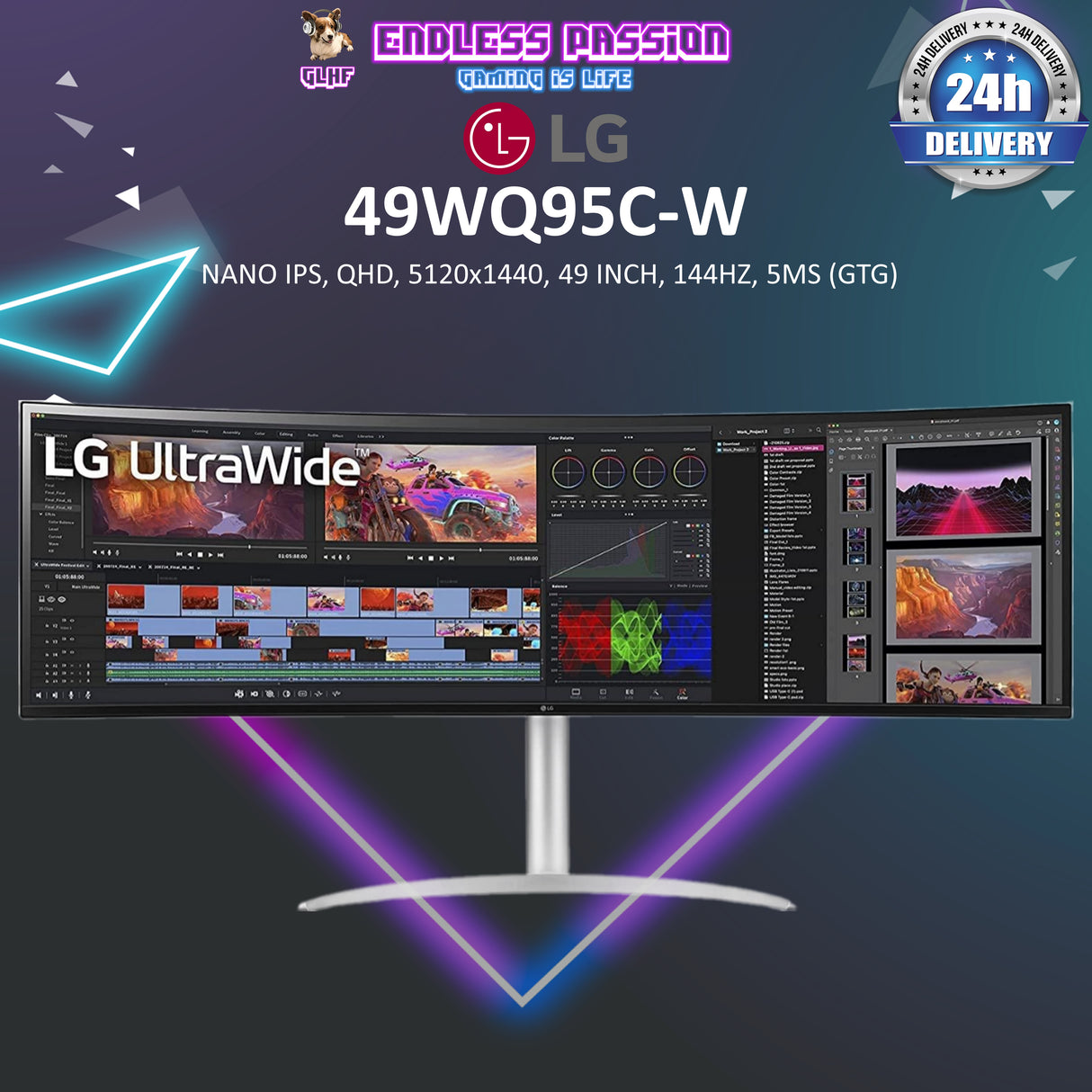 LG 49WQ95C-W- 49 Inch QHD IPS Productivity Monitor