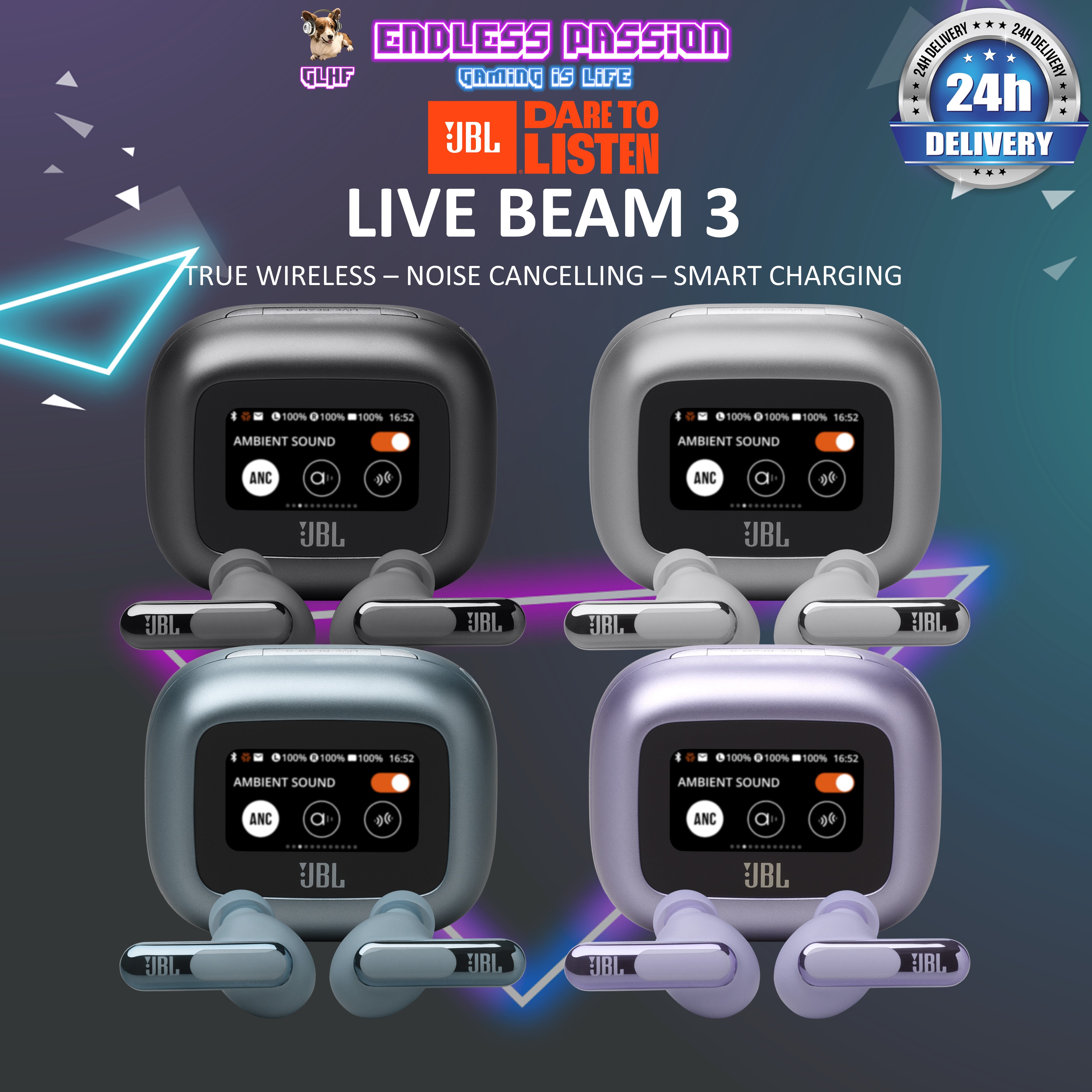 JBL Live Beam 3 True Wireless Noise-Cancelling Closed-Stick