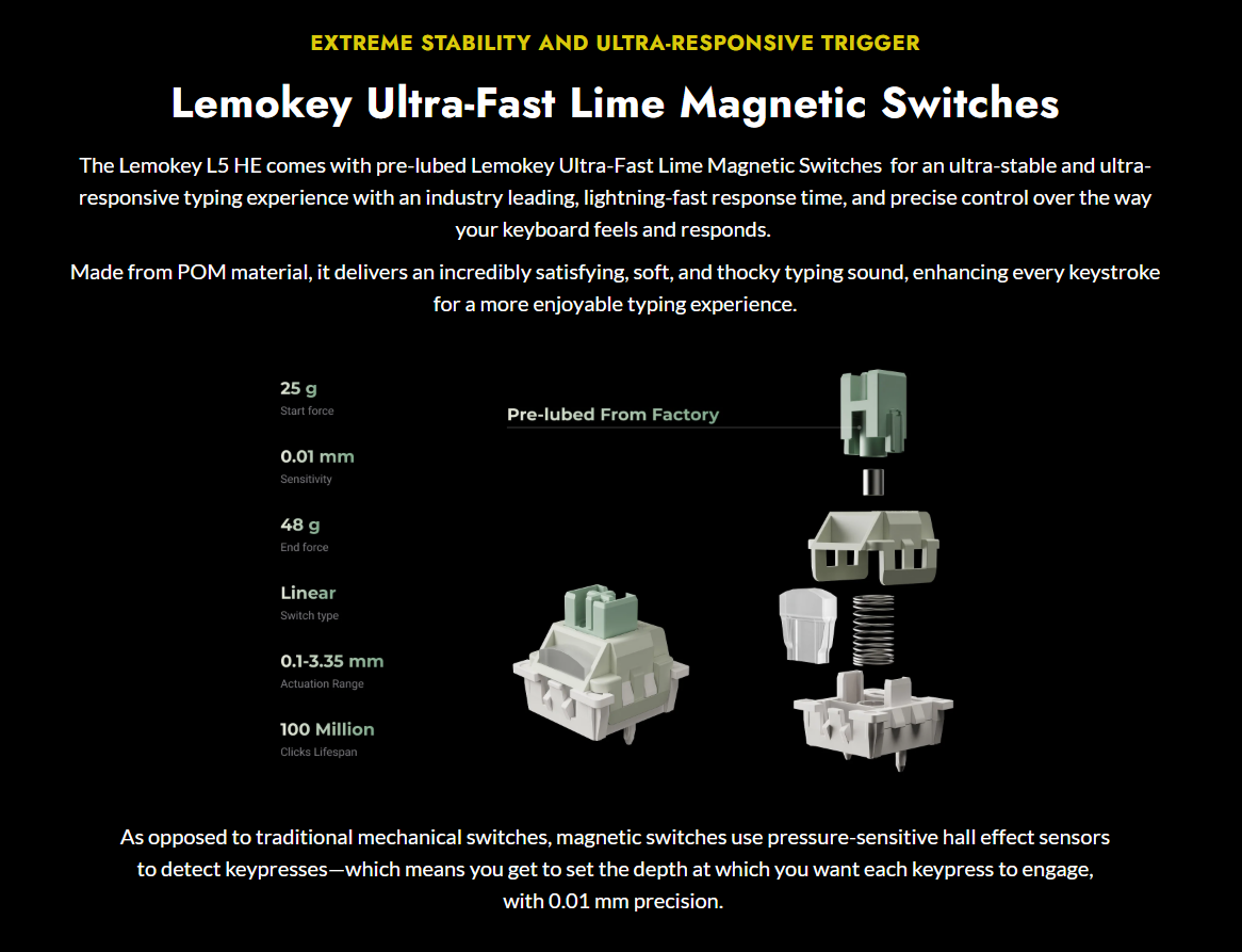 Lemokey L5 HE Wired Magnetic Switch Custom Gaming Keyboard