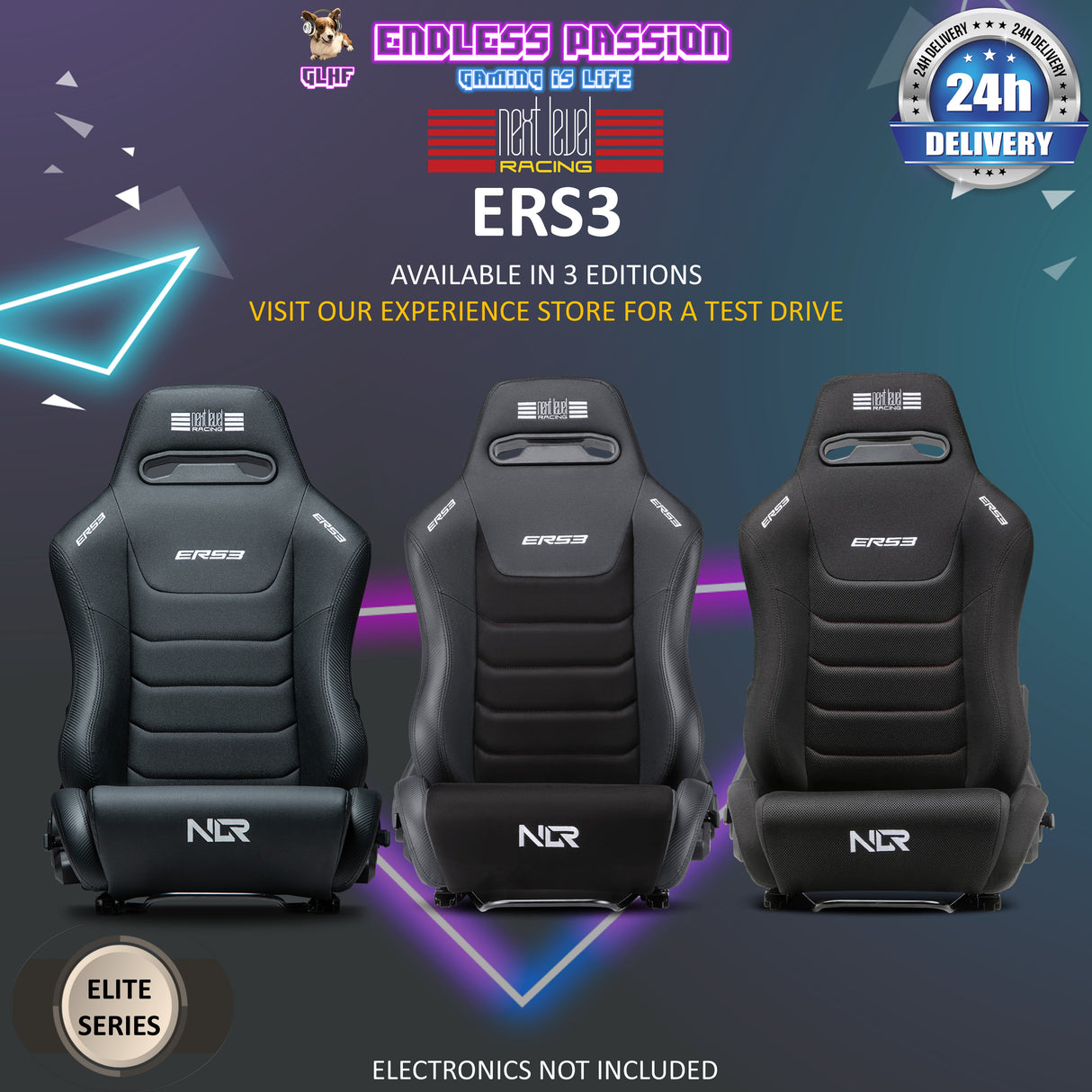 Next Level Racing ERS3 Elite Reclining Seat - NLR-E050 / NLR E051 / NLR-E052