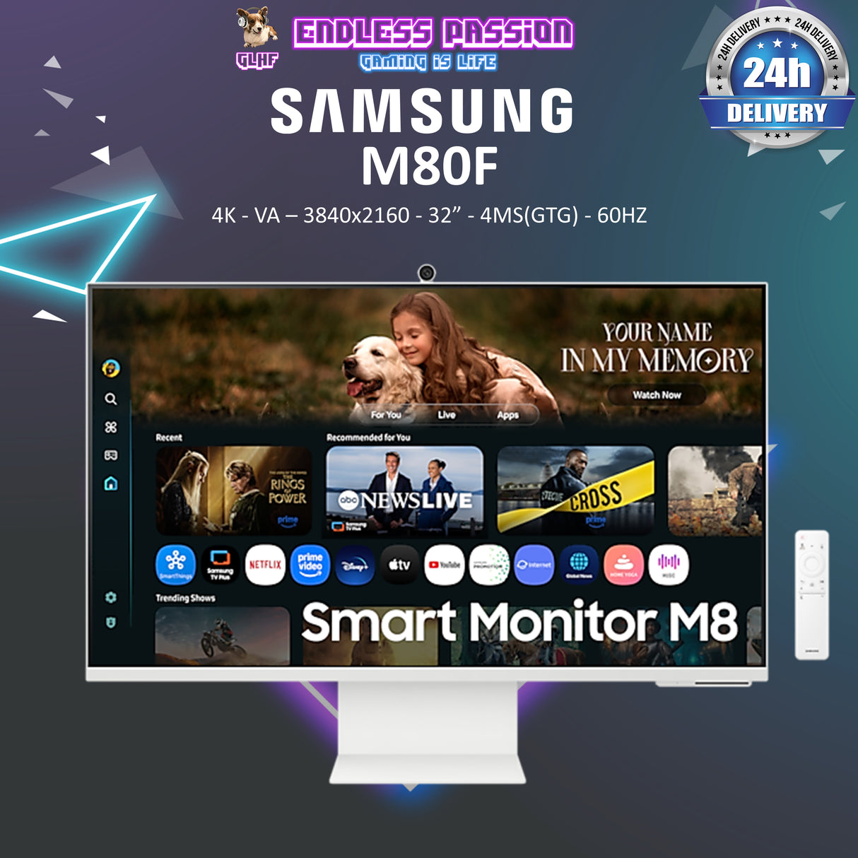 Samsung Smart M80F 32" 4K VA Display Monitor - LS32FM803UEXXS