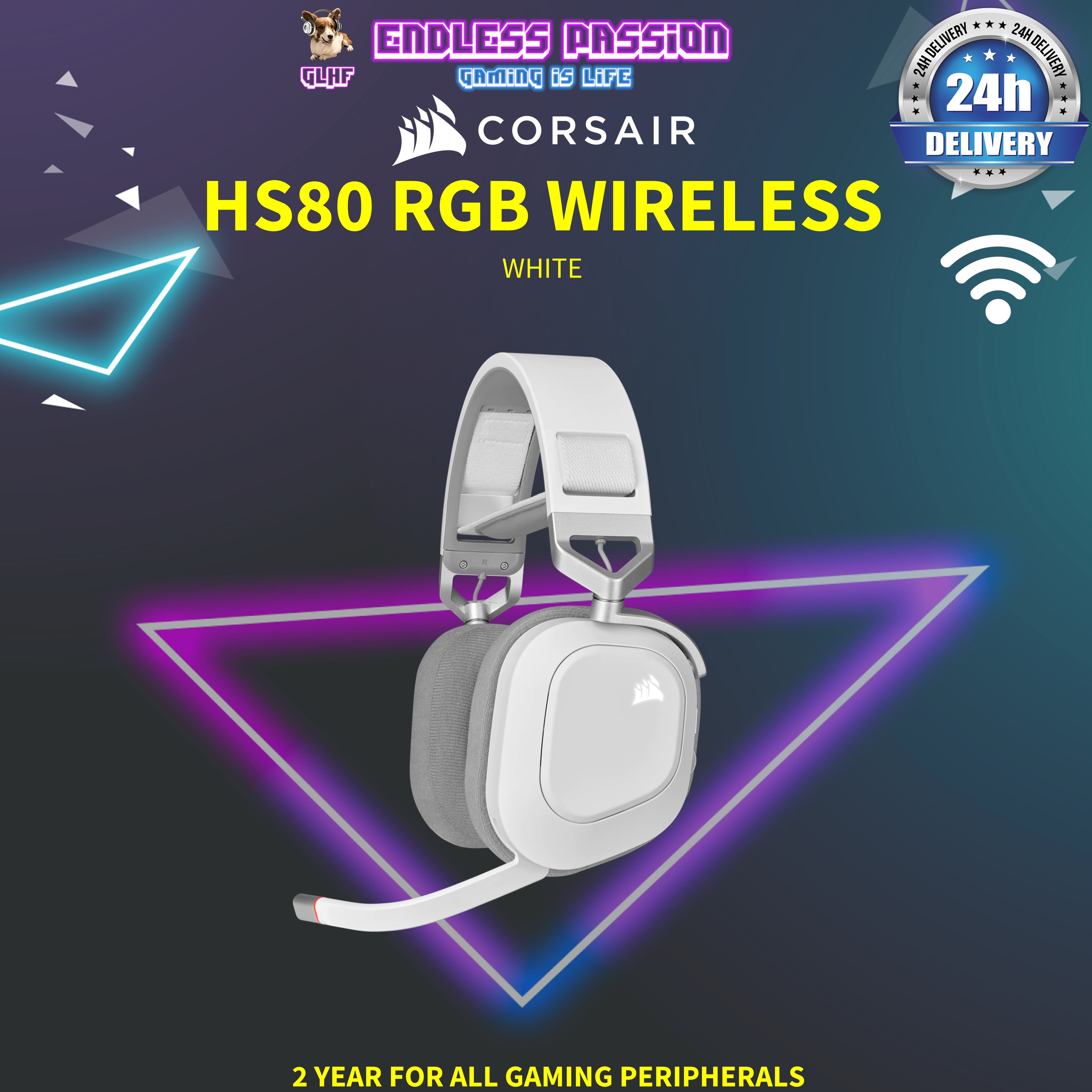 CORSAIR HS80 RGB WIRELESS プレミアムゲーミングヘッドセット、PC/PS4/PS5 Dolby Atmos CA-9 : CORSAIR HS80 RGB WIRELESS ホワイト ワイヤレス  プレミアムゲーミングヘッドセット、PC⁄PS4⁄PS5 Dolby Atmos CA-9011236-AP : パソコン・周辺機器