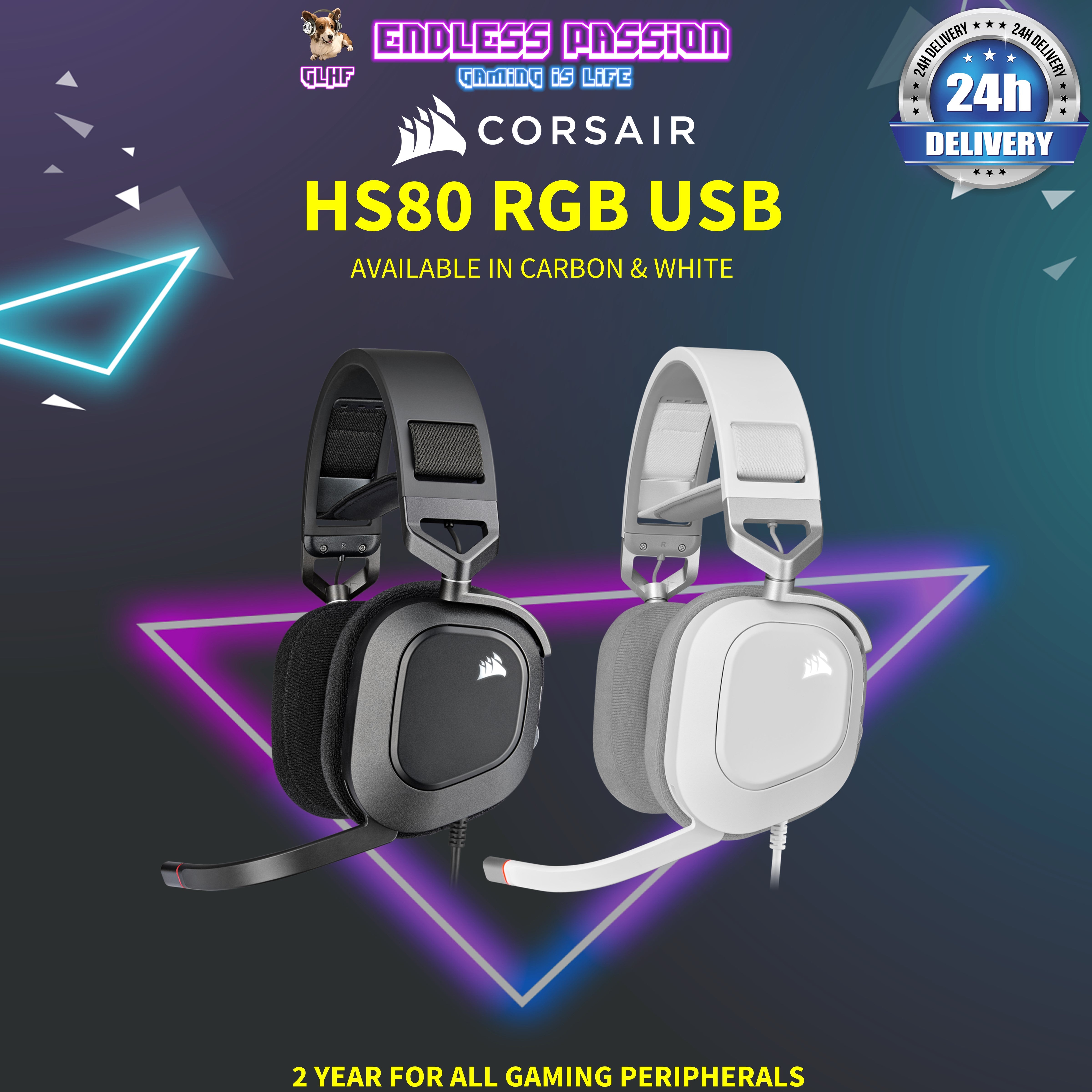 Corsair HS80 RGB USB ヘッドホン CORSAIR HS80 RGB USB Wired Gaming Headset - Carbon - CA-9011237-NA