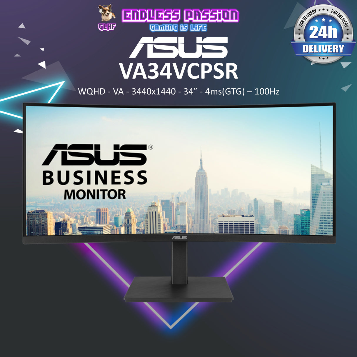 Asus VA34VCPSR Docking Monitor - 34 Inch WQHD 100Hz 4ms