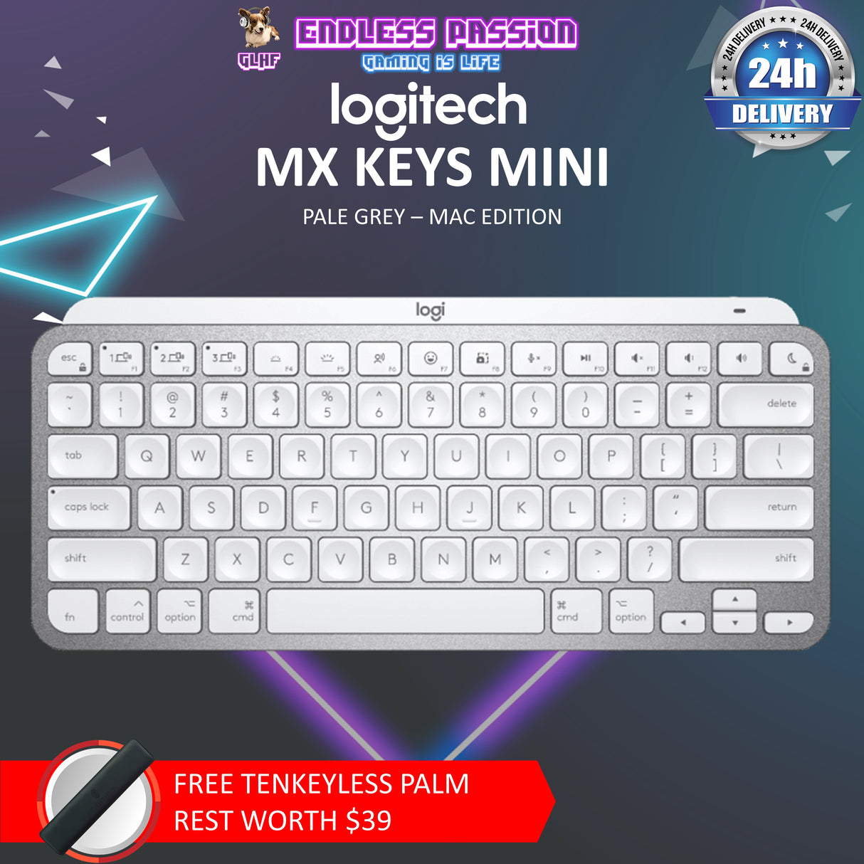 Logitech MX Keys Mini For Mac Minimalist Wireless Illuminated Keyboard