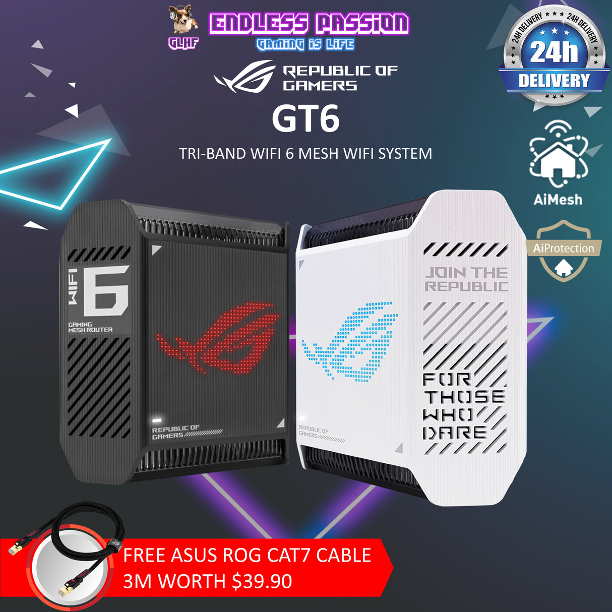 Asus ROG Rapture GT6 Tri-Band WiFi 6 Mesh WiFi System