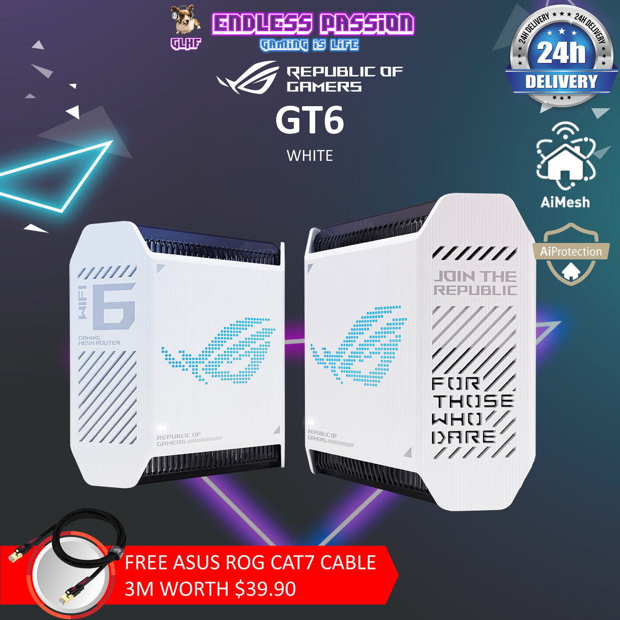 Asus ROG Rapture GT6 Tri-Band WiFi 6 Mesh WiFi System