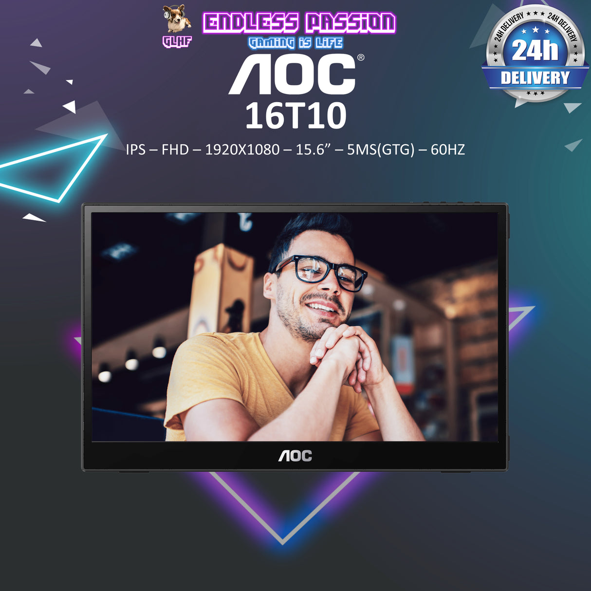 AOC 16T10 Portable Monitor 15.6 Inch FHD