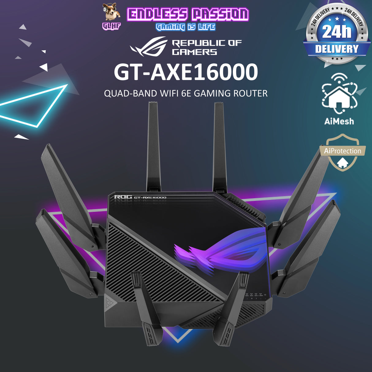 Asus ROG Rapture GT-AXE16000 Quad-Band WiFi 6E (802.11ax) Gaming Gouter