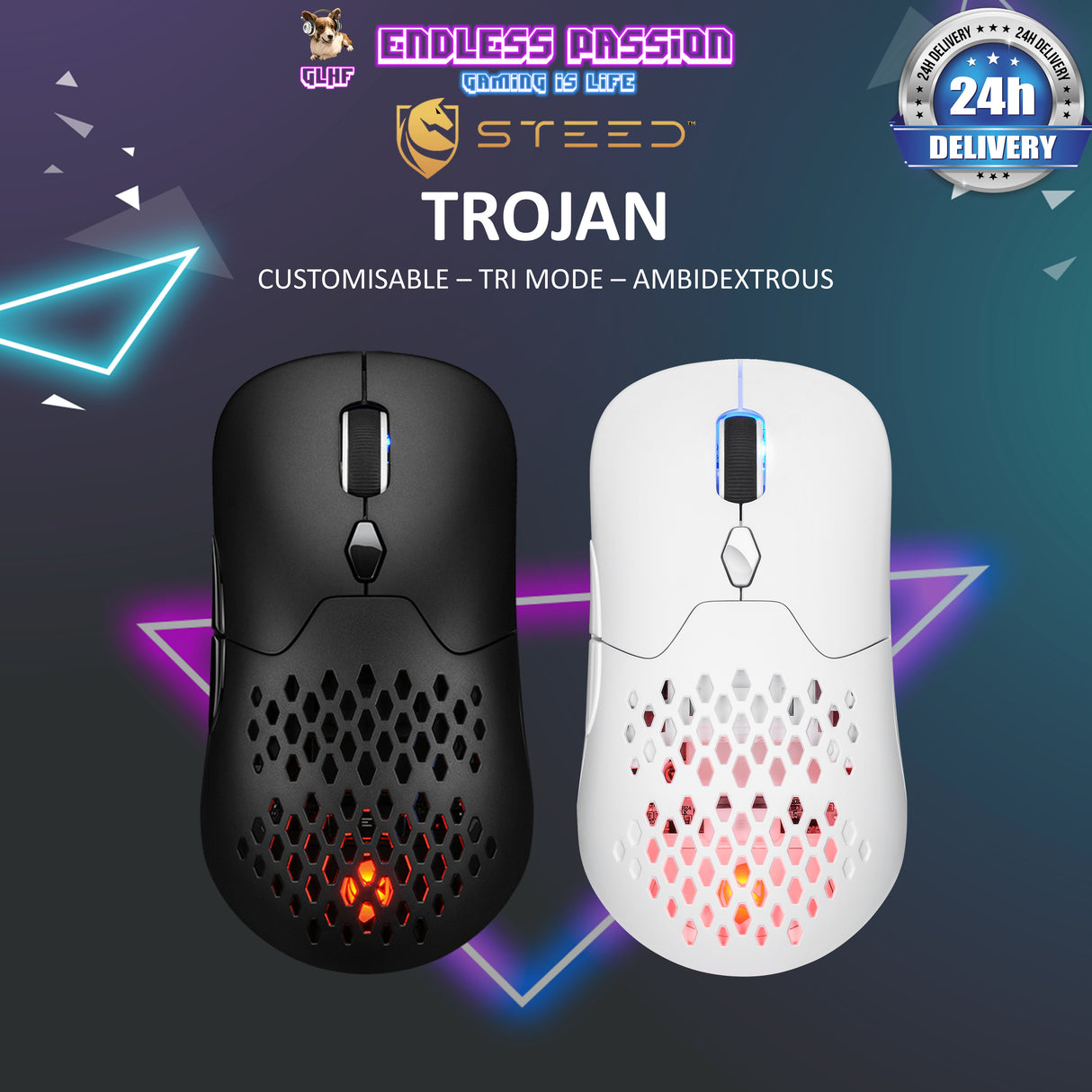 Steed Trojan Customisable TRI-Mode Gaming Mouse