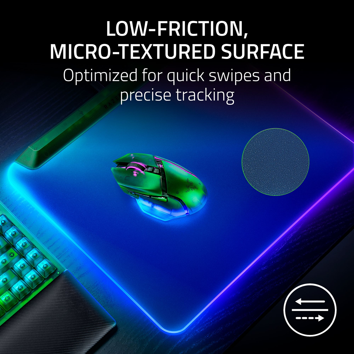 Razer Firefly V2 Pro Fully Illuminated RGB Gaming Mouse Mat - Phantom Green Edition