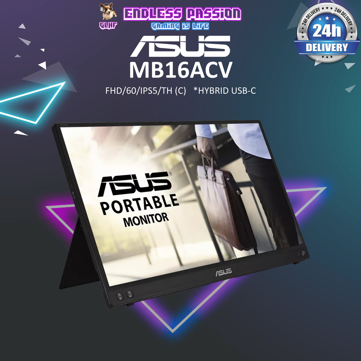 ASUS ZenScreen MB16ACV 14 Inch USB Type-C Portable Monitor