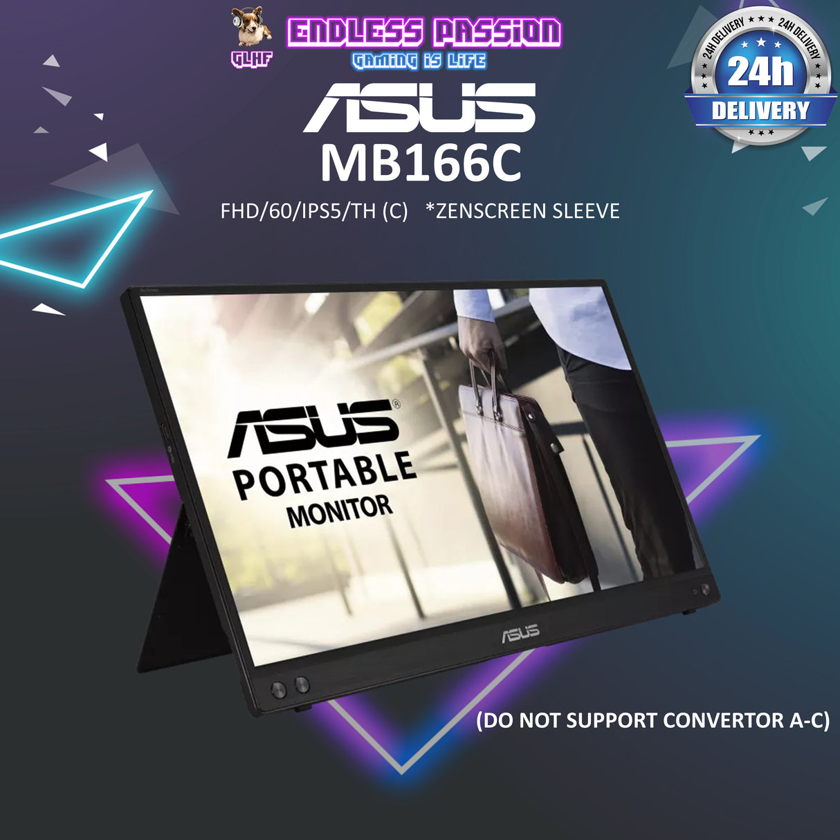 ASUS ZenScreen MB166C FHD,IPS Portable USB Monitor