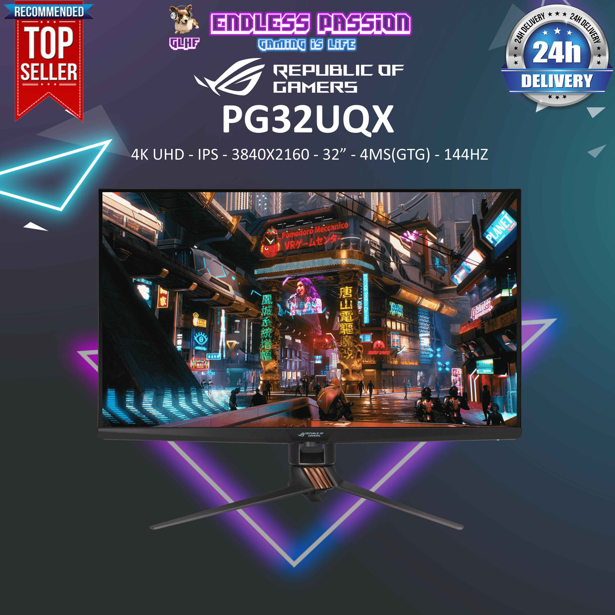 ASUS ROG Swift PG32UQX 32 Inch 4K 144 Hz Gaming Monitor