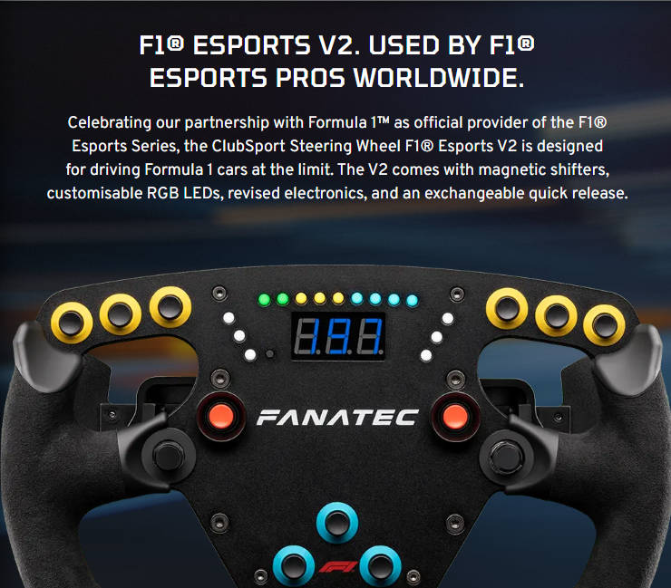 Fanatec ClubSport Steering Wheel F1® Esports V2 + QR2 Wheel-side - PC & PS [PRE-ORDER]